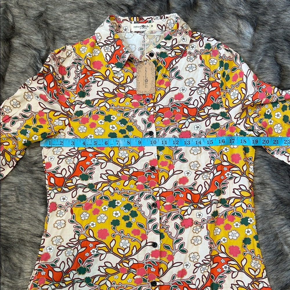 NWT Natural Life Twiggy Floral Dress Yellow Women’s Size Medium - Picture 7 of 11
